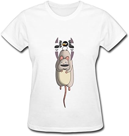 PTYS Women's T Shirt Fanart Spirited Away Mouse And Bird Size XXL White