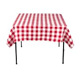 54 Inch Square Checkered Tablecloth Red and White by LinenTablecloth
