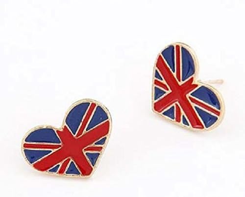 Fancy Wind Tide Peach Heart Earrings M Word British Flag Earrings Female