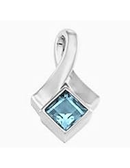 18K Yellow Gold Princess Cut Aquamarine Pendant -- LIFETIME WARRANTY