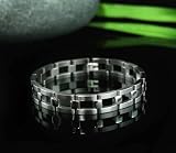 HEAVY MEN BRIDGE LINKED SOLID STAINLESS STEEL BRACELET .44 x 8.5