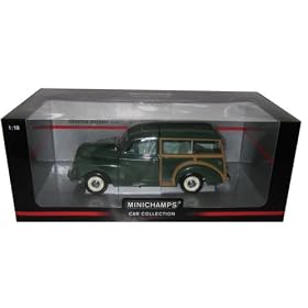 Morris Minor Traveller Green Diecast Model Car 1/18 Minichamps