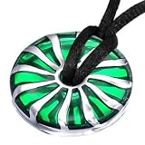 Round Green Glass Pendant with Stainless Steel