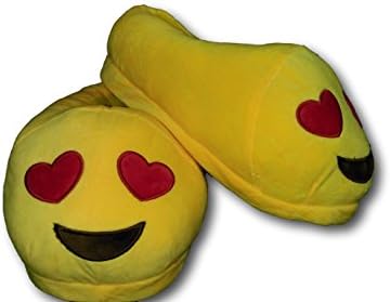 PiratePlushStore Throwing Kiss Unisex Emoji Plush Home Indoor Pair Slippers Soft Shoes (Heart Eyes)