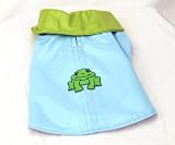 Animal Wrappers Blue and Green Two Tone Size 16 Dog Raincoat with Frog