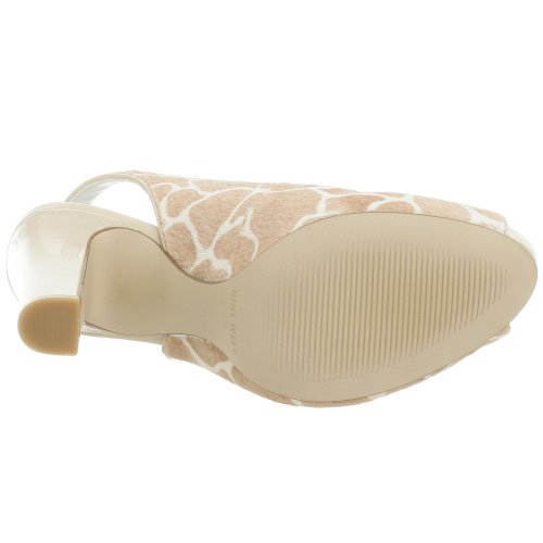 Nine West Women's Sobrina Slingback Peep Toe Pump,Ivory/Grey,6.5 M