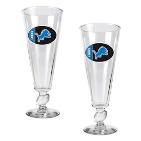 Detroit Lions NFL 2pc Pilsner Glass Set with Football on stem - Oval Logo by