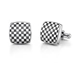 Stainless Steel Cushion Shape ChessBoard Design Cufflinks for Men