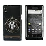 Black Viking Skull Snap on Hard Skin Faceplate Cover Case for Motorola Droid A855 + Microfiber Cell Phone Bag