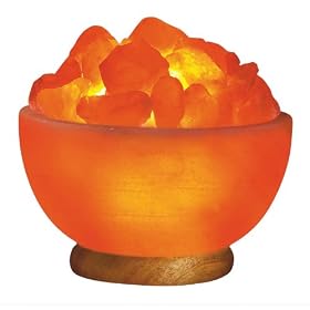 Ionic Crystal Hand-Carved Himalayan Salt Bowl Lamp with Salt Chunks