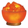 Ionic Crystal Hand-Carved Himalayan Salt Bowl Lamp with Salt Chunks