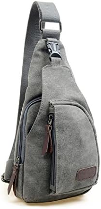 Outdoor Sports Casual Canvas Unbalance Backpack Crossbody Sling Bag Shoulder Bag Chest Bag for Men (Gray)