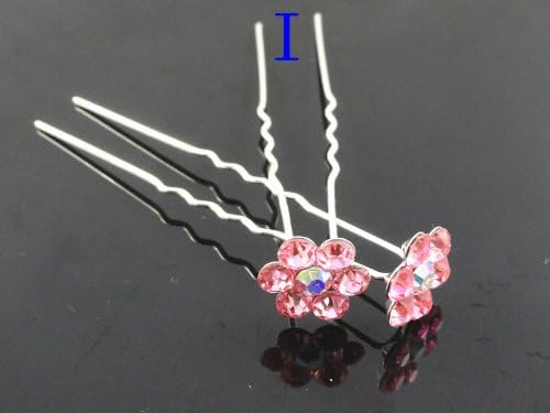 10pcs Plum Crystal Rhinestone Glitter Hair Pins Wedding Clips (I)