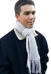 Handmade Scarf in Natural Oatmeal - 100% Knitted By Hand [Apparel]
