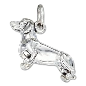 STERLING SILVER THREE DIMENSIONAL DACHSHUND DOG CHARM