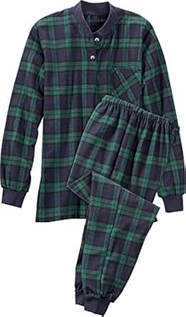 The Vermont Country Store Women Women's Flannel Ski Pajamas 1X Black Watch Plaid at Amazon Women 