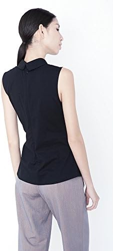 TheBlueTshirt Women's Black Twisted Peter Pan Shirt Small