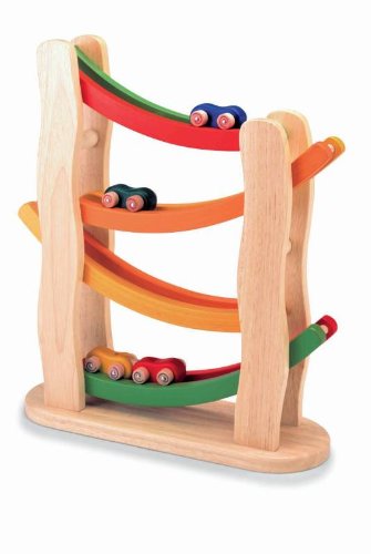 Wooden Rainbow Slope Toy Cars Bells Baby Toddler Developmental