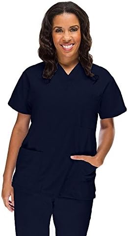 Allstar Uniforms Women's V-Neck 3 Pocket Scrub Top Medium Navy