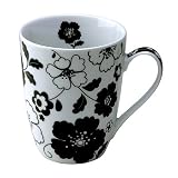 Typhoon Black Botanical Hand-decaled Fine Porcelain Mug - 6 Pack