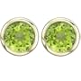 14K Yellow Gold Round Peridot Bezel Set Stud Earrings