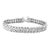 Sterling Silver Diamond Accented Leaf Bracelet