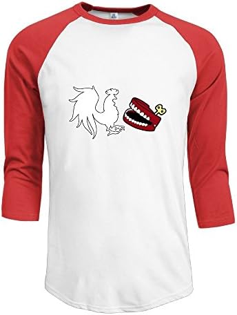 Texhood Men's House Rooster Teeth Customized 100% Cotton Three-Quarter Sleeve Raglan Henley Shirt Red L