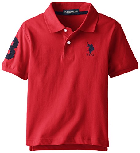 U.S. Polo Assn. Big Boys  Short Sleeve Solid Pique Polo, Engine Red, 8