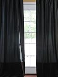Thai Silk Velvet Banded Curtains Black & Espresso