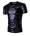 Thiness Mens Metallic V-Neck T-shirts with Short Sleeve Gold Black Silver
