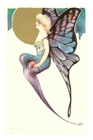 Butterfly Lady, Art Nouveau Premium Poster Print, 16x24