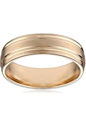 Men's 10k Yellow Gold 6mm Comfort-Fit Wedding Band with Satin Finish and Polished Center Cuts