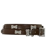 Rhinestone Bones Dog Collar - Brown, Extra Small (8-11 x 0.5