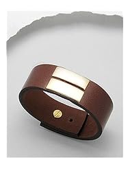 Brown Leather Bracelet In White Base