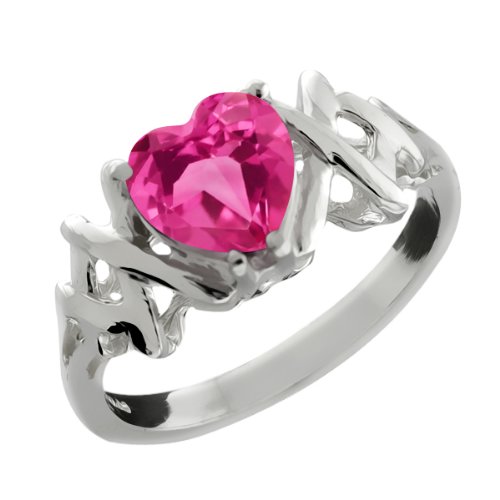 1.49 Ct Heart Shape Pink Mystic Topaz 10k White Gold Ring