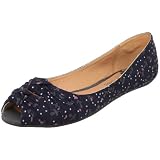 Pink Studio Womens Greta Peep-Toe Flat