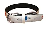 Medium white printed leather collar with USPS eagles
