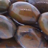 Bamboo Jasper : Melon-Plain - 15mm Height, 10mm Width, Sold by: 16 Inch Strand with Angel Mountain Beads Heart Charm (.625 x .570 inches)