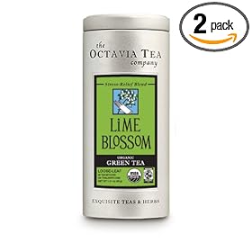 Octavia Tea Lime Blossom (Organic, Fair Trade Certified Green Tea) Loose Tea, 1.41-Ounce Tins (Pack of 2)