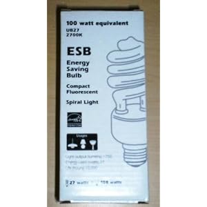 100 Watt Compact Flourescent Spiral Light Bulb by ESB / Energy Saving Bulb