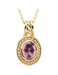 10K Yellow Gold Oval Cut Pink Sapphire and Pearl Pendant -- LIFETIME WARRANTY