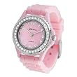 Geneva Platinum CZ Accented Silicone Watch, Small Face