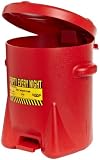Eagle 933-FL Safety Oily Waste Can 6-Gallon Poly Red With Foot Lever