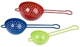 Progressive International Set of 3 Mini Strainers, Blue, Red and Green