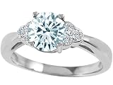 1.37 cttw genuine aquamarine and diamond engagement ring LIFETIME WARRANTY