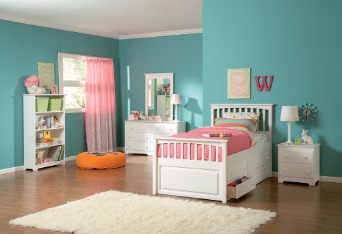 Twin Size White Mate's Bed with 3 Drawer Trundle Bed