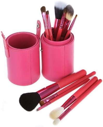 Oisound Fashion 12 Pcs Professional Makeup Brush Set Cosmetic Kit Make Up Tool with Leather Cup Holder Case (rose)