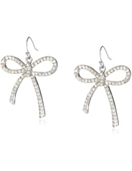Betsey Johnson "Iconic Blue Sea" Crystal Bow Drop Earrings