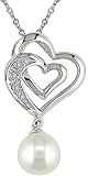 10K White Gold .015 ctw Diamond and 7-7.5mm Cultured Freshwater Pearl Pendant