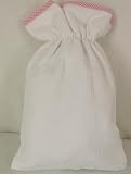 Pink Gingham Trimmed Baby Bottle Warmer Bag in French Waffle Weave w